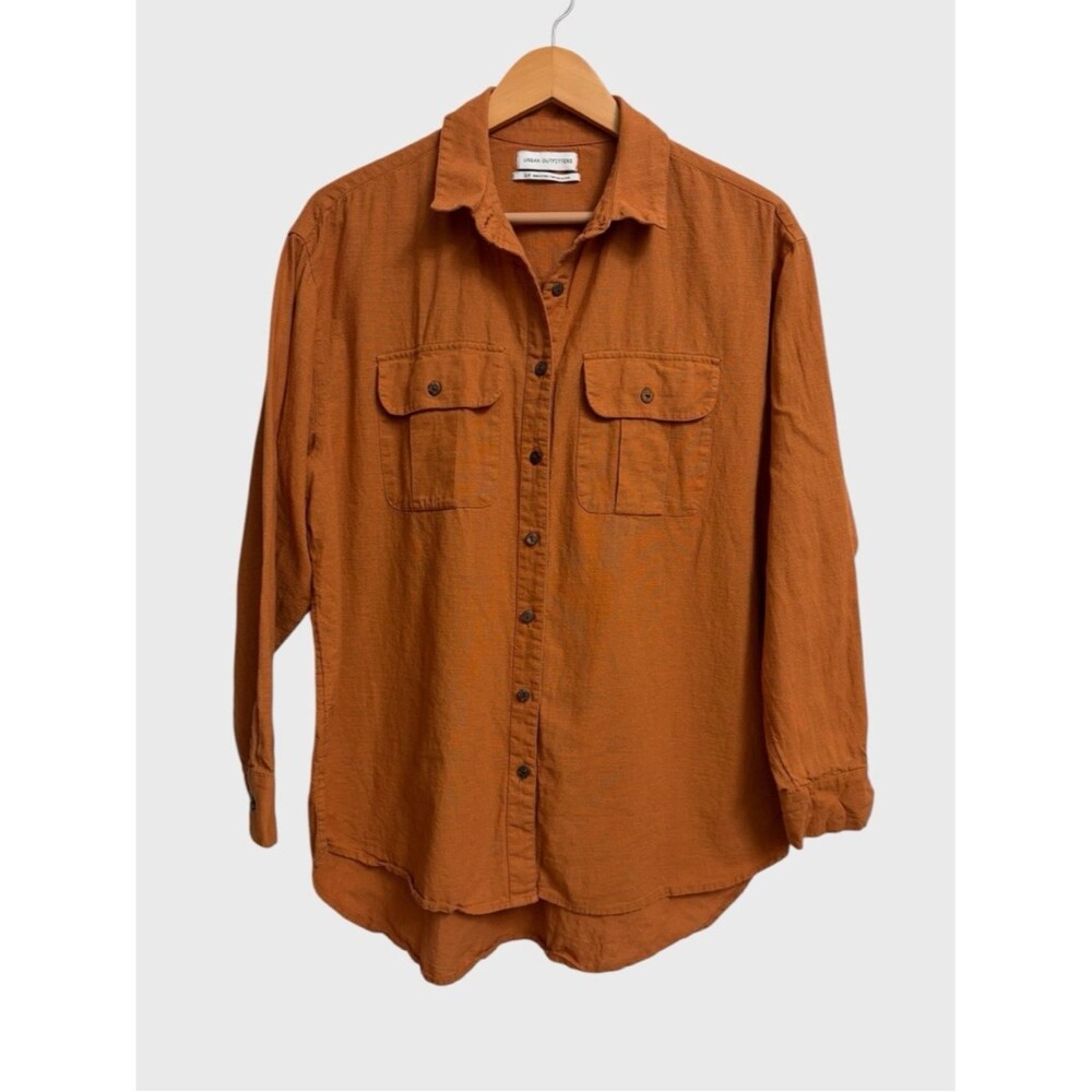 Urban Outfitters Button Up Utility Shirt Women's S Burnt Orange Pockets Fall